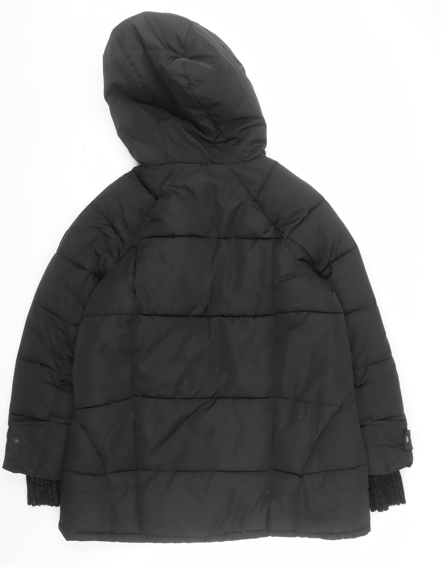 DKNY Men Black Puffer Jacket M Hooded Lined Polyester Winter Coat