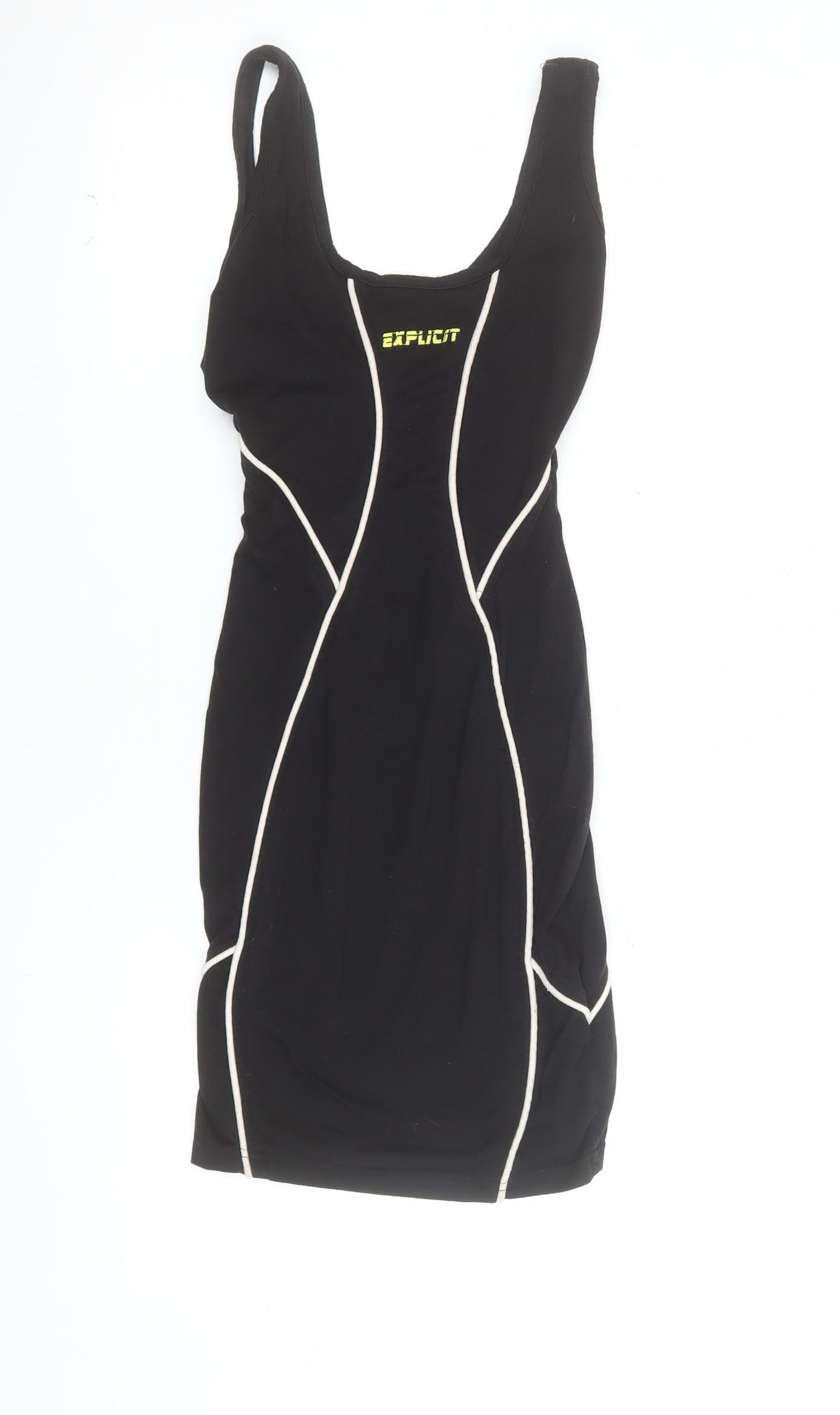 Explicit Women’s Black Bodycon Dress Size 6 Sleeveless Contrast Trim