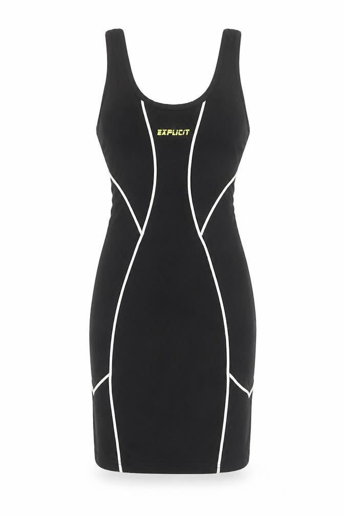 Explicit Women’s Black Bodycon Dress Size 6 Sleeveless Contrast Trim