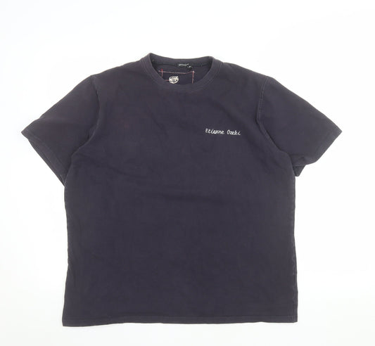 Etienne Ozeki Men's Black XL Crew Neck Embroidered Graphic T-Shirt