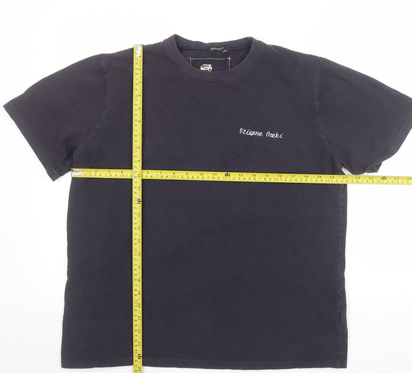 Etienne Ozeki Men's Black XL Crew Neck Embroidered Graphic T-Shirt