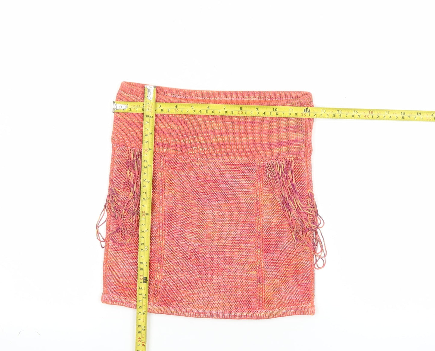 Armani Exchange Women's Orange Knit Fringe Mini Skirt XS
