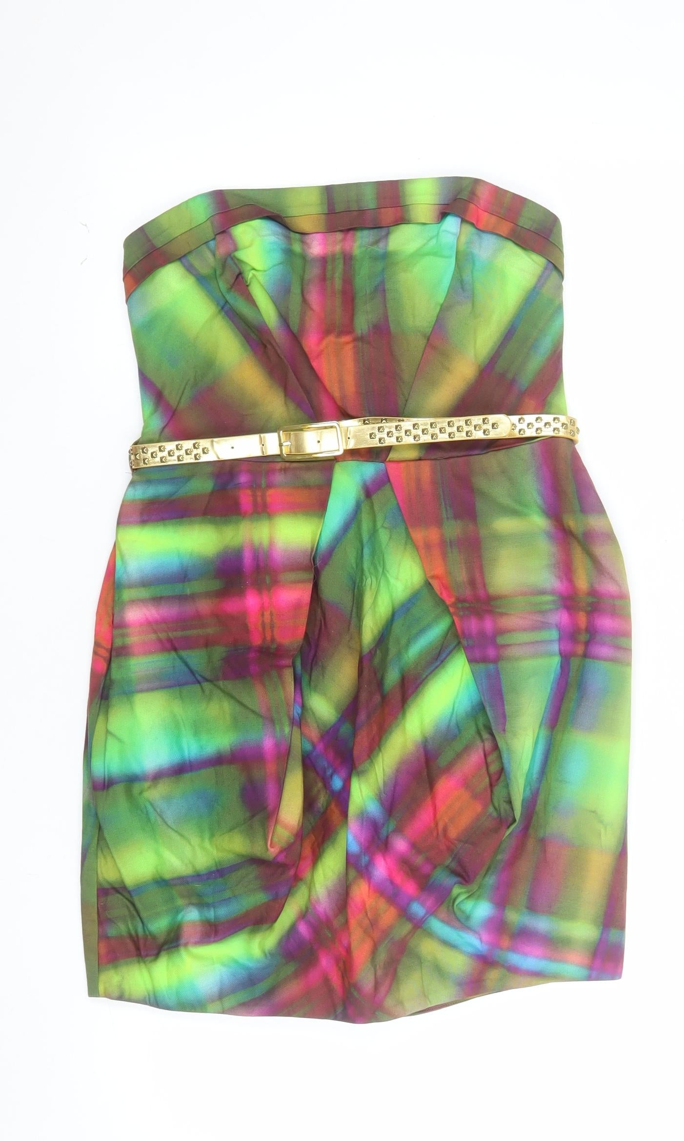 River Island Scarlet Women’s Multicoloured Strapless Bodycon Dress Size 12