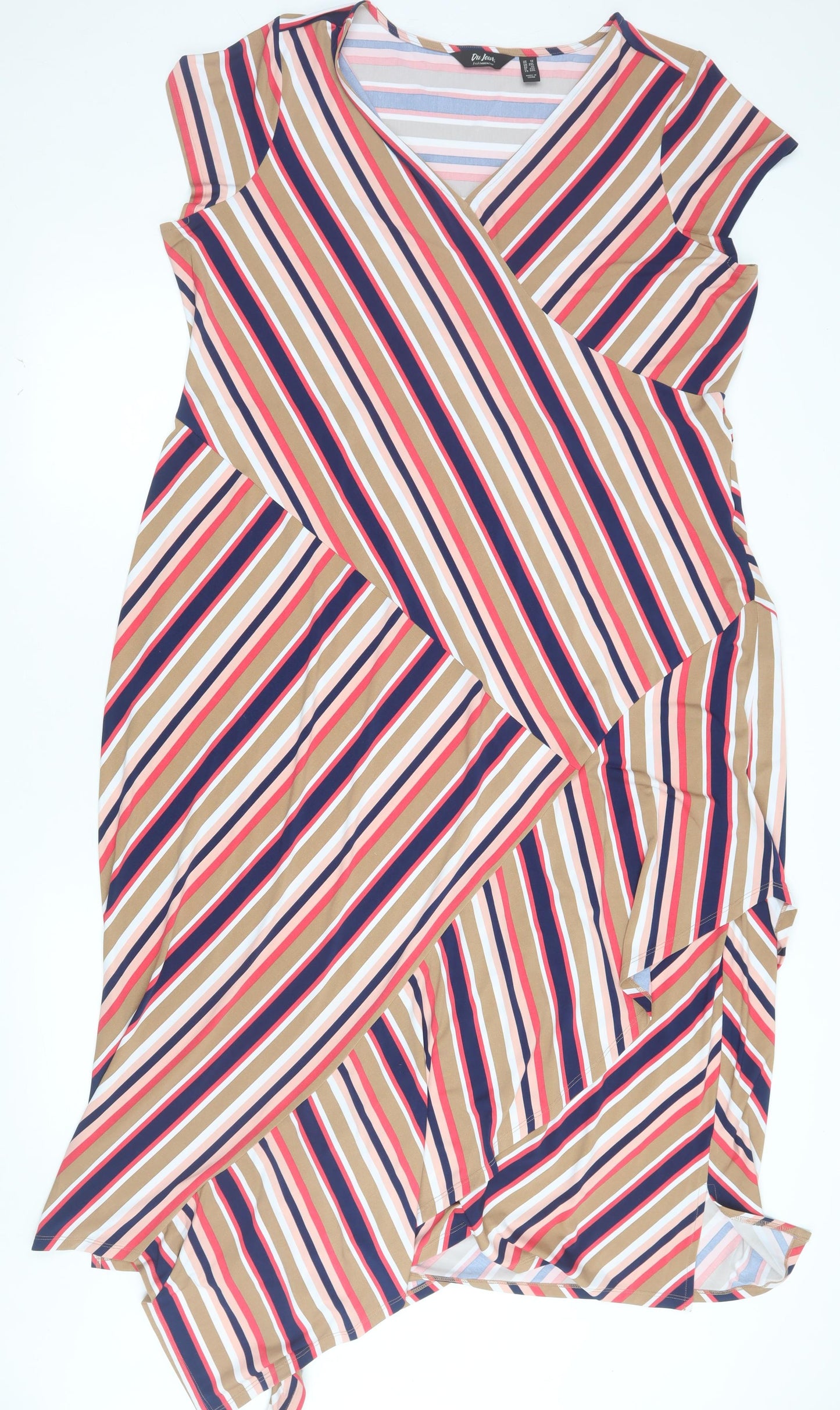 Du Jour Women’s Multicoloured Striped A-Line Midi Dress Size 2XL
