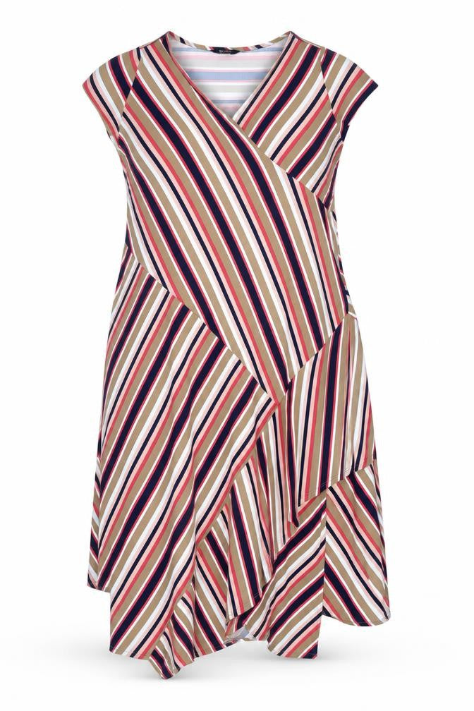 Du Jour Women’s Multicoloured Striped A-Line Midi Dress Size 2XL