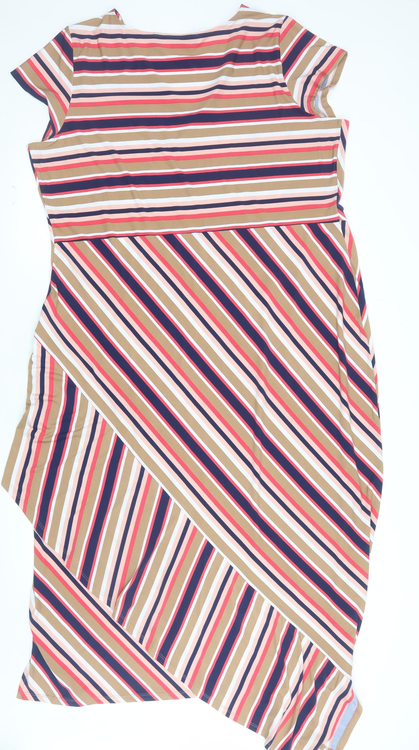 Du Jour Women’s Multicoloured Striped A-Line Midi Dress Size 2XL