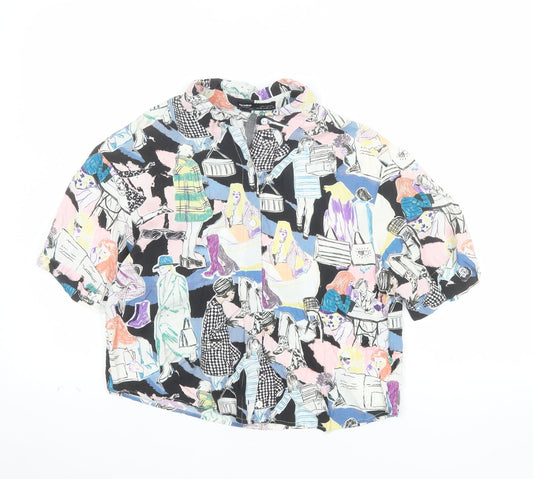 Pull & Bear Women's Multicoloured XS Cropped Button-Up Shirt
