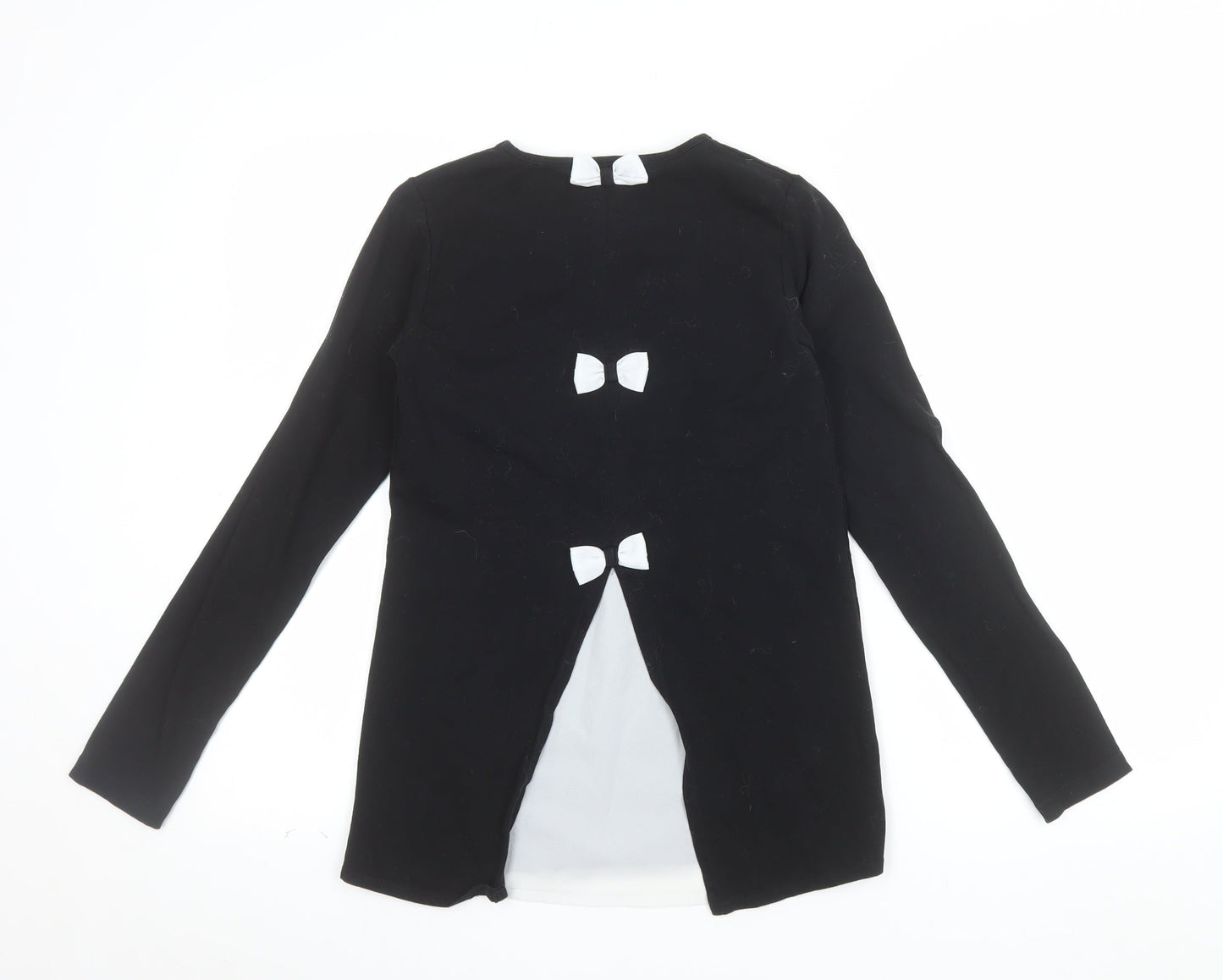 A Dee Girls Black Long Sleeve Tunic Top with Bow Detail Size 12 Years