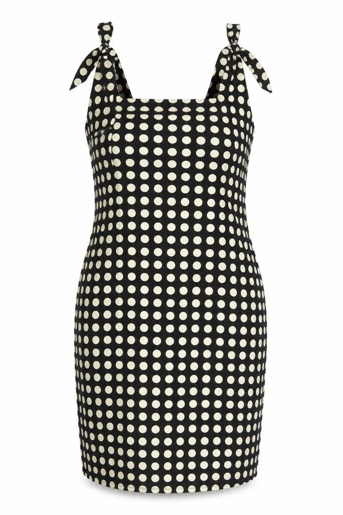 Myleene Klass Women Black Polka Dot Sleeveless Bodycon Dress Size 18