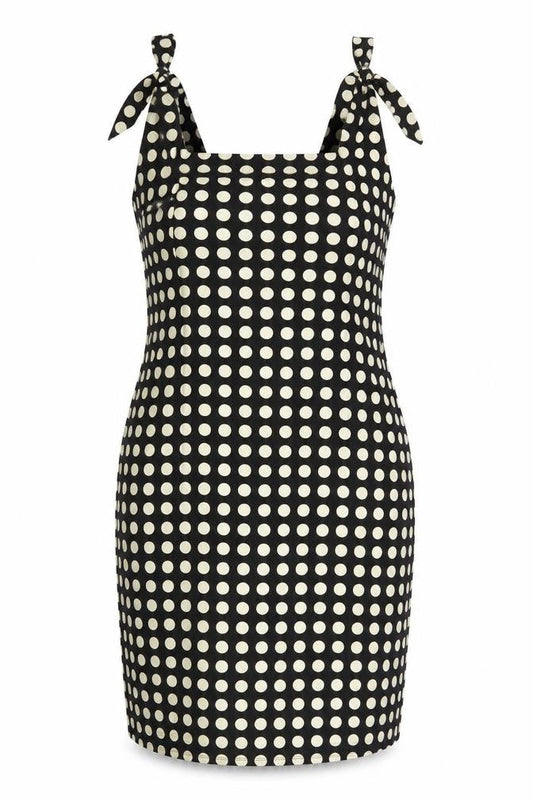 Myleene Klass Women Black Polka Dot Sleeveless Bodycon Dress Size 18