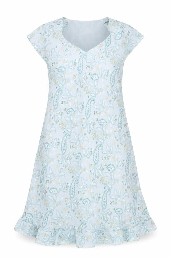 Variations Women Blue Paisley Shift Dress Size 18 Short Sleeve