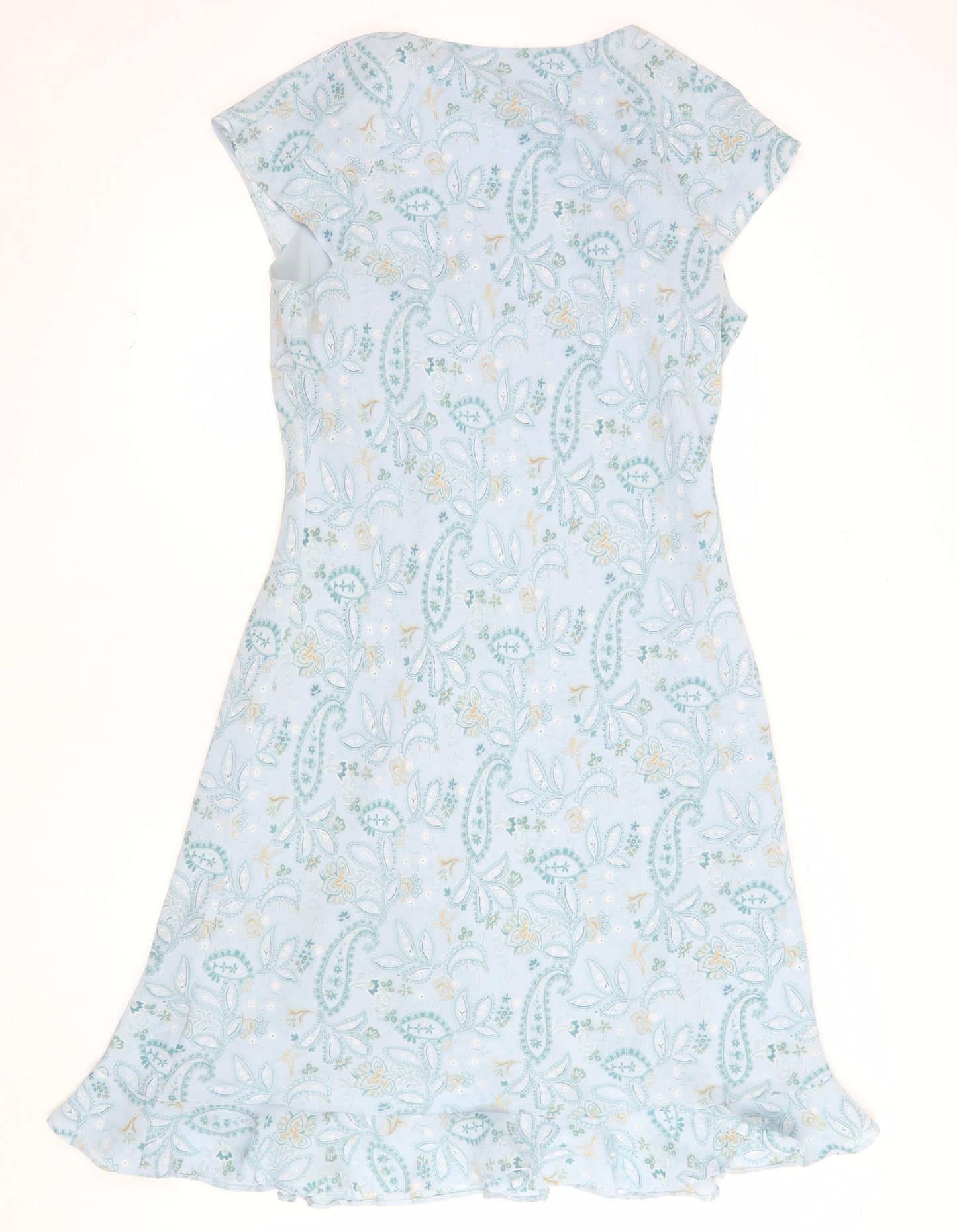 Variations Women Blue Paisley Shift Dress Size 18 Short Sleeve