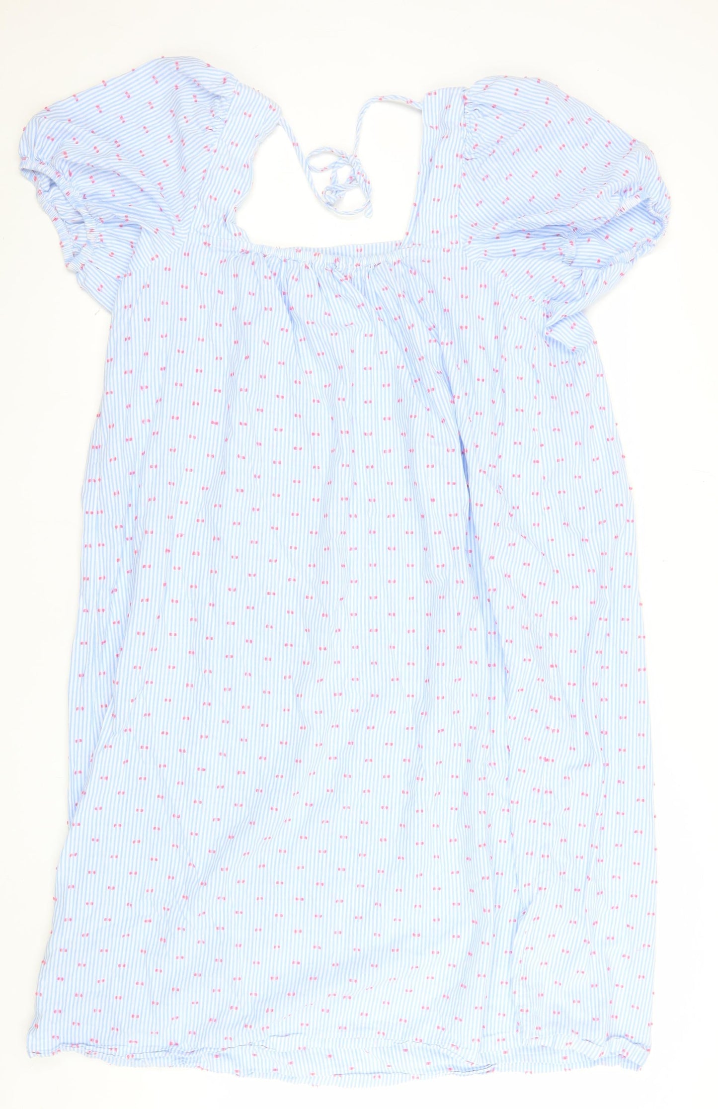 Marks and Spencer Women Blue Size 24 Smocked Cotton Dress