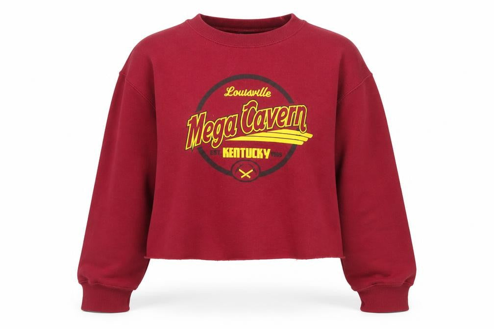 Port & Company Womens Burgundy Graphic Cropped Pullover Sweatshirt S