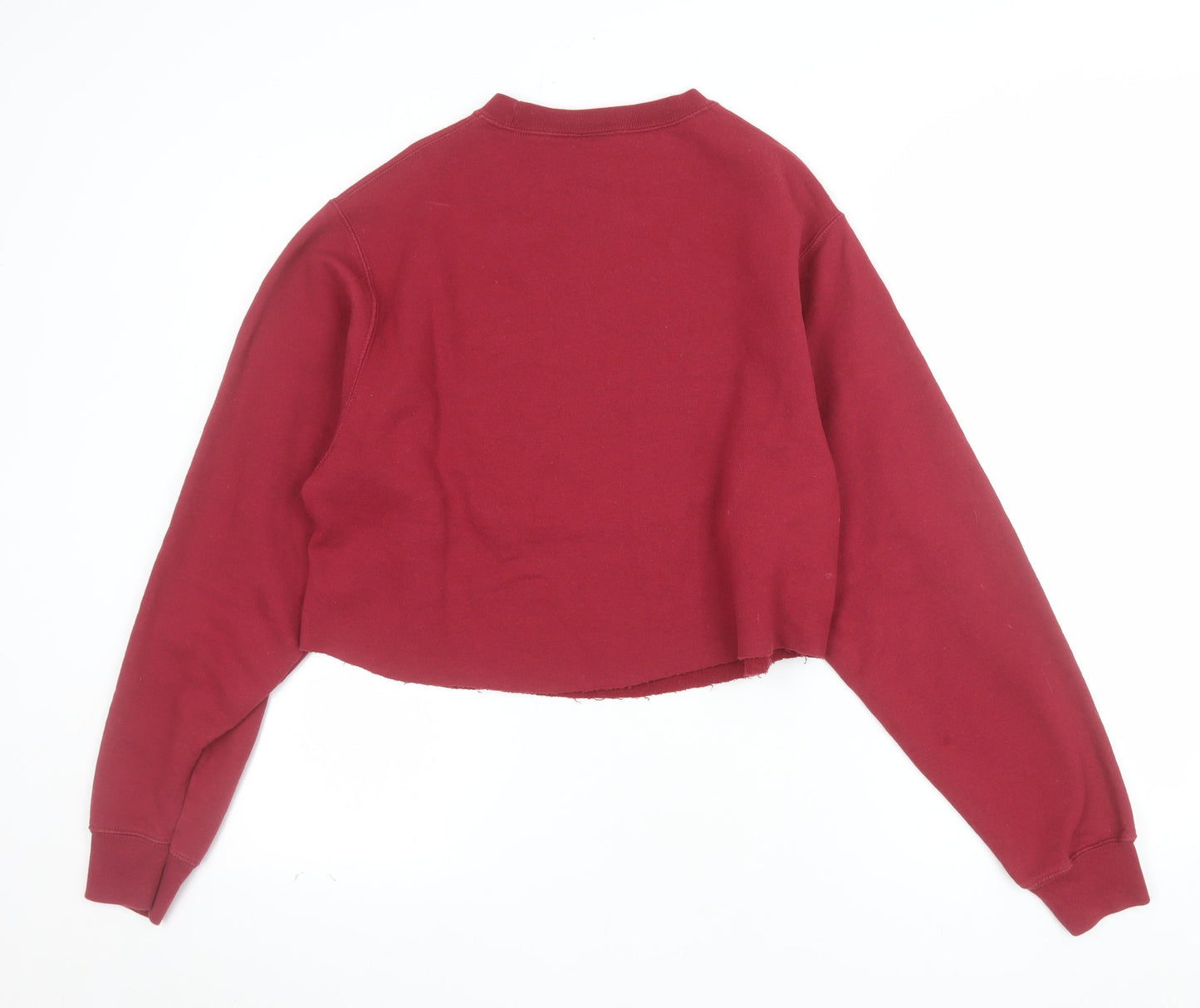 Port & Company Womens Burgundy Graphic Cropped Pullover Sweatshirt S