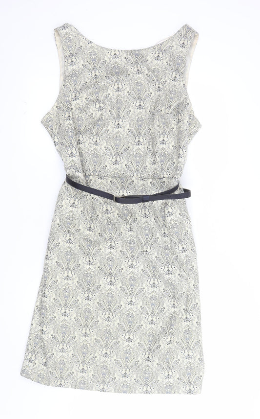 Monsoon Women Beige Geometric Sleeveless Sheath Dress Size 20