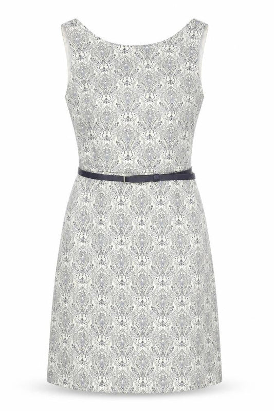 Monsoon Women Beige Geometric Sleeveless Sheath Dress Size 20
