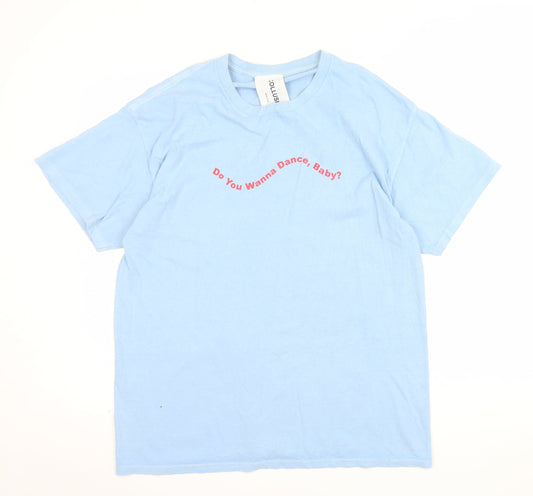 COLLUSION Men’s Blue Graphic Quote Cotton T-Shirt Size M