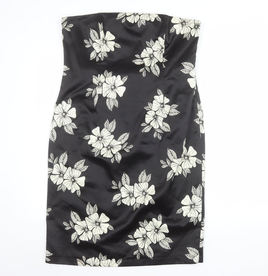 Principles Women’s Black Floral Strapless Bodycon Dress Size 16