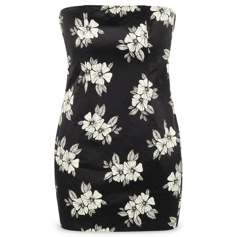 Principles Women’s Black Floral Strapless Bodycon Dress Size 16