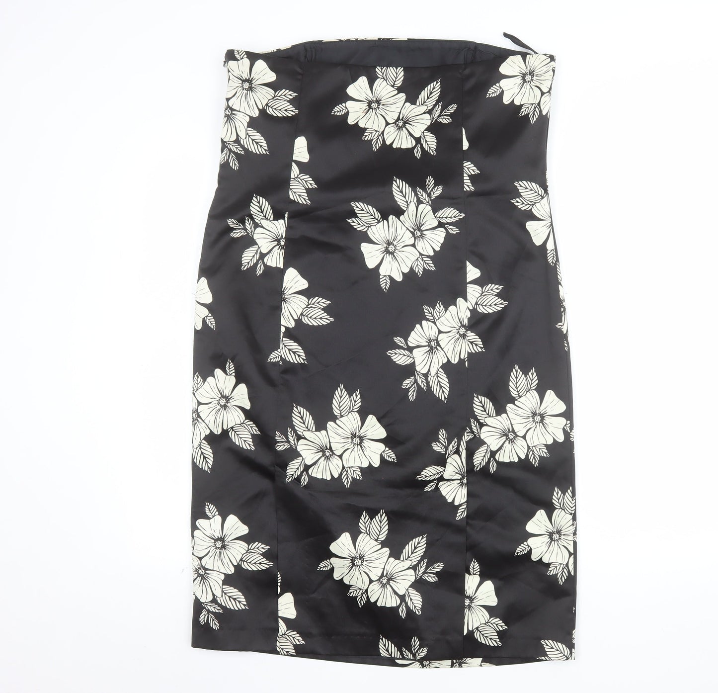 Principles Women’s Black Floral Strapless Bodycon Dress Size 16