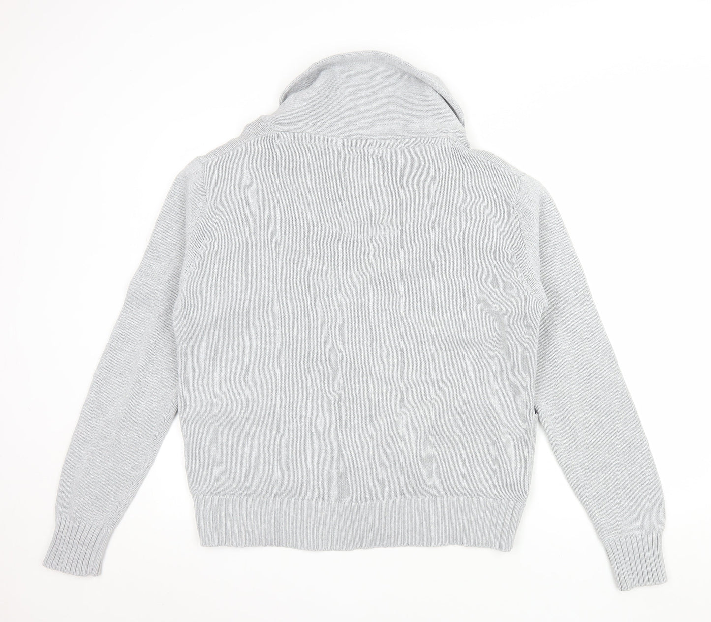 Brave Soul Men’s Grey Cotton Knit Cardigan L Casual Shawl Collar