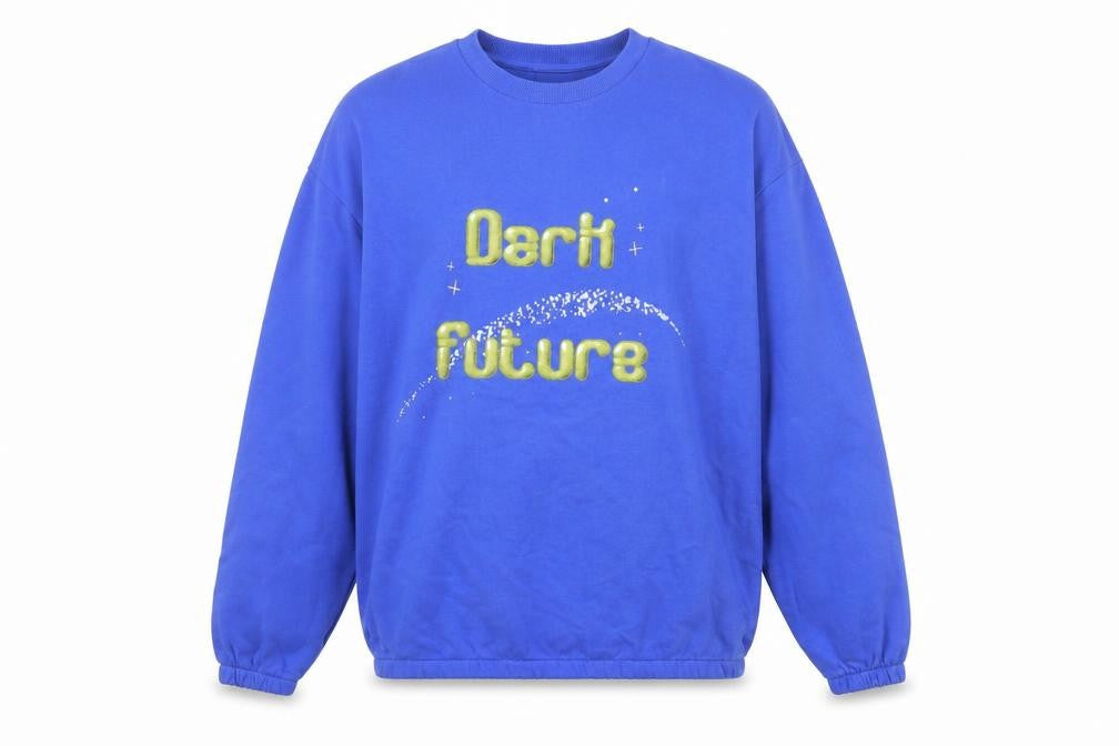ASOS DESIGN Men's Blue Graphic 'Dark Future' Sweatshirt Size L