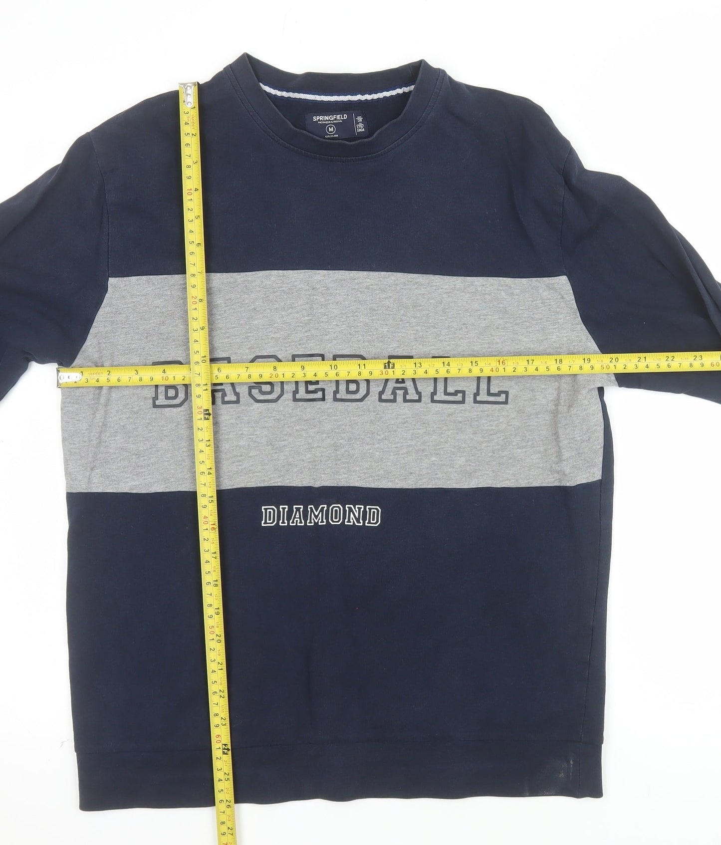 Springfield Men's Blue Cotton Baseball Graphic Pullover Sweatshirt M