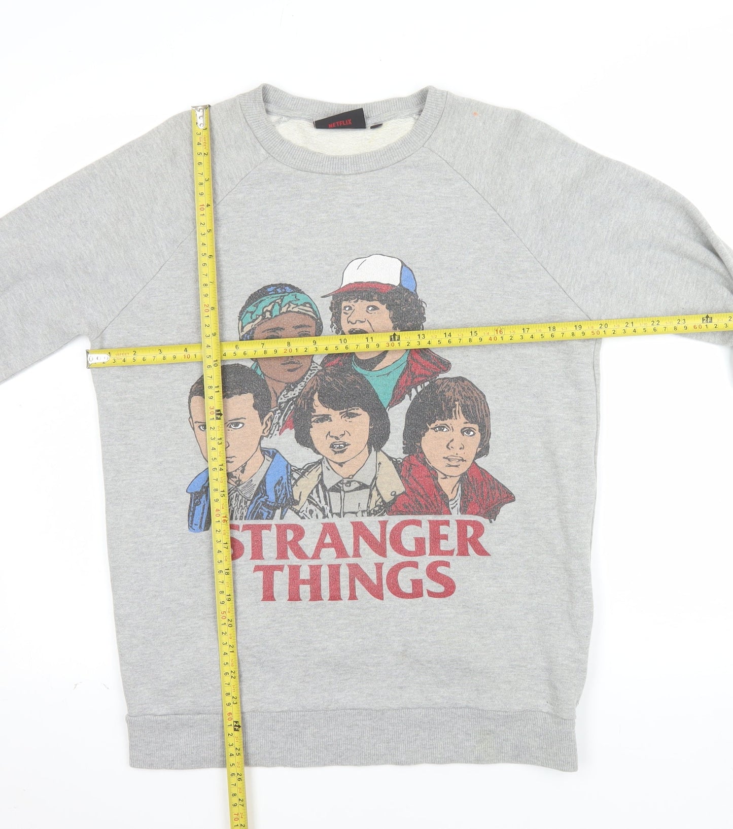 Stranger Things Unisex Grey XS Pullover Sweatshirt Graphic Print