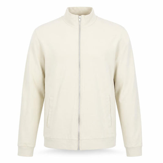 ASOS Men Beige Full Zip Sweatshirt Medium High Neck Cotton Blend