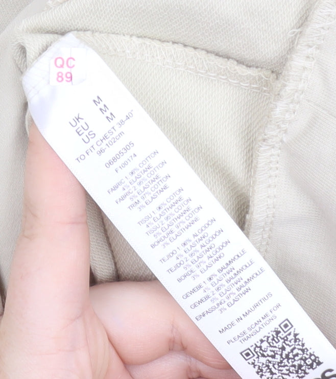 ASOS Men Beige Full Zip Sweatshirt Medium High Neck Cotton Blend