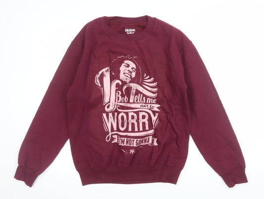 Gildan Men's Red Graphic Print Pullover Sweatshirt Small