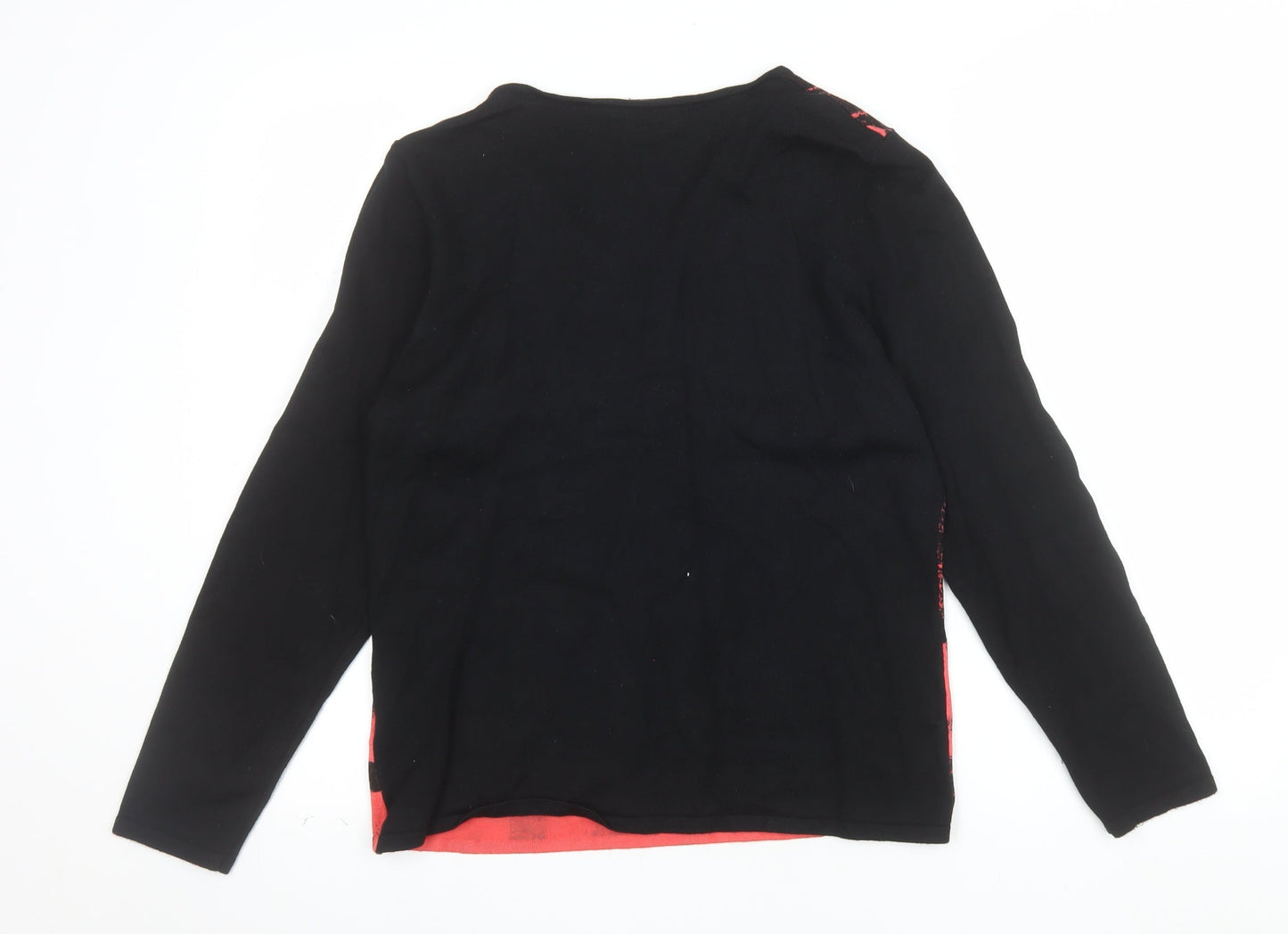 Cristina Paris Womens Red Black Floral Beaded Viscose Tunic Top Size M