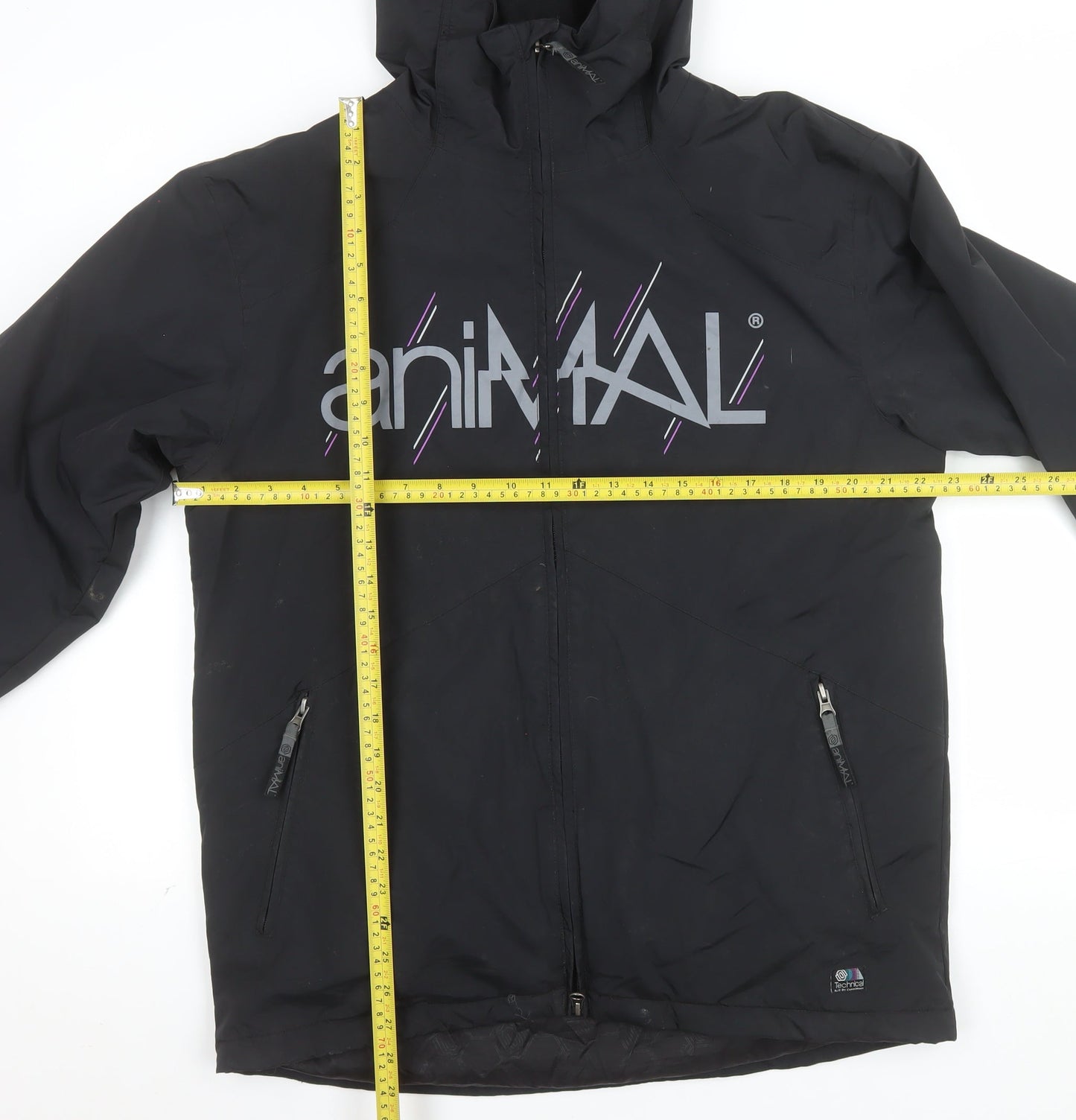 Animal Mens Black Hooded Puffer Jacket Size M Water Resistant