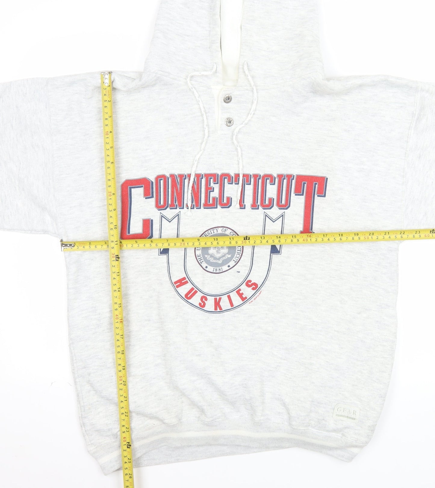 Gear For Sports Men’s Grey Henley Hoodie Medium University Graphic