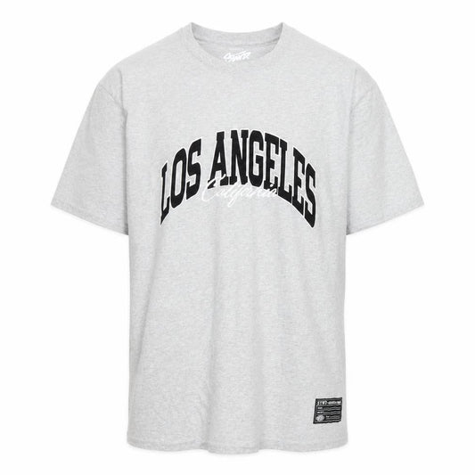 Pull&Bear Men's Grey Los Angeles Graphic Cotton T-Shirt L