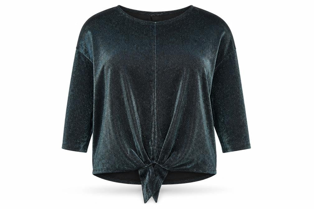 Principles Women’s Black Glitter Tie Front 3/4 Sleeve Tunic Blouse Size 14