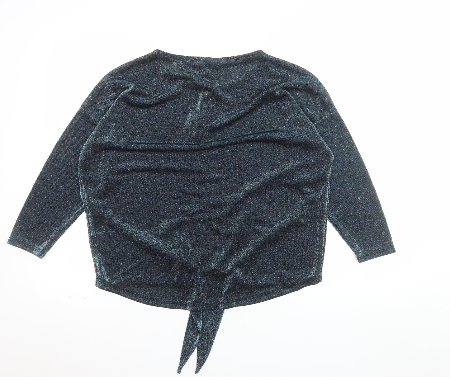 Principles Women’s Black Glitter Tie Front 3/4 Sleeve Tunic Blouse Size 14