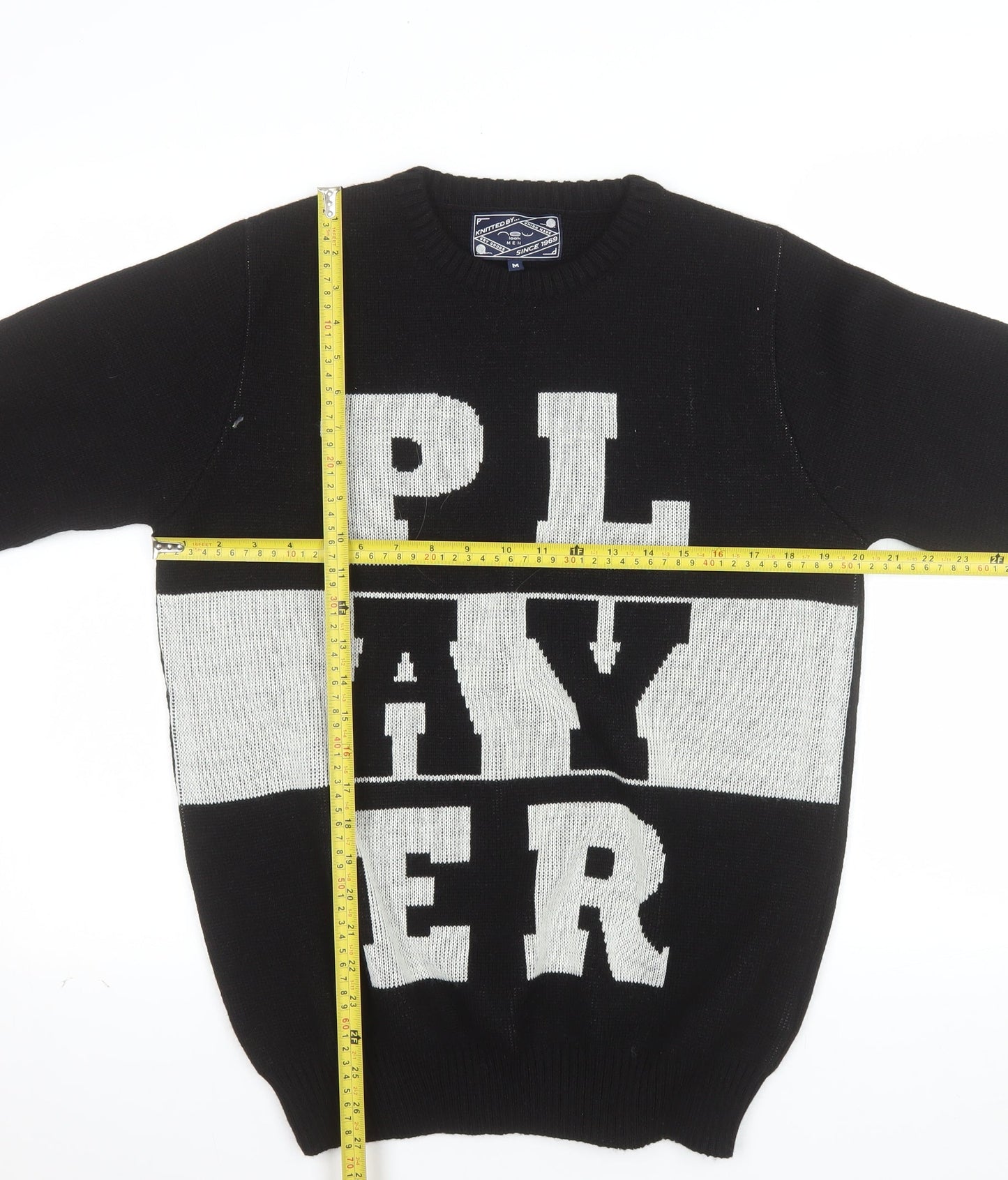 New Look Men Black Medium Graphic Pullover Jumper Crew Neck