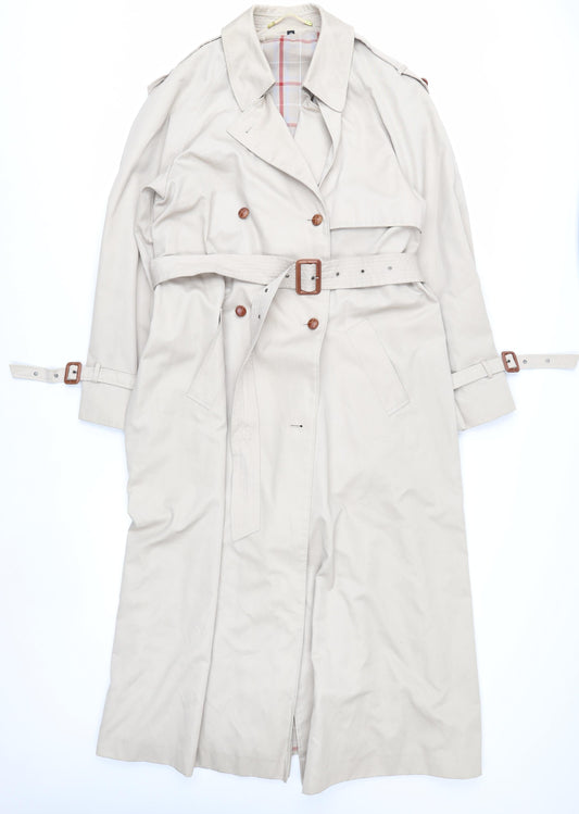 House of Fraser Women’s Beige Trench Coat Size 14 Belted Long Classic Style