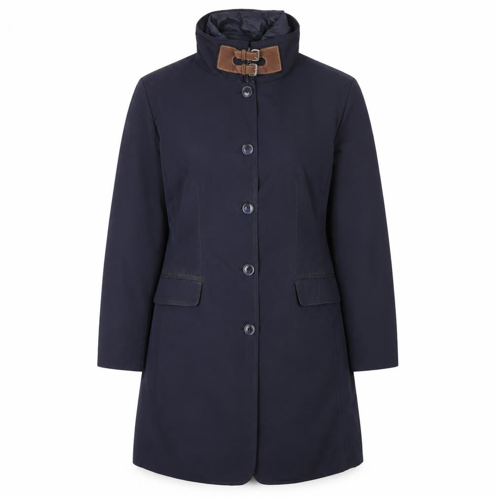 Betty Barclay Women's Blue Long Overcoat Size 14 Waterproof