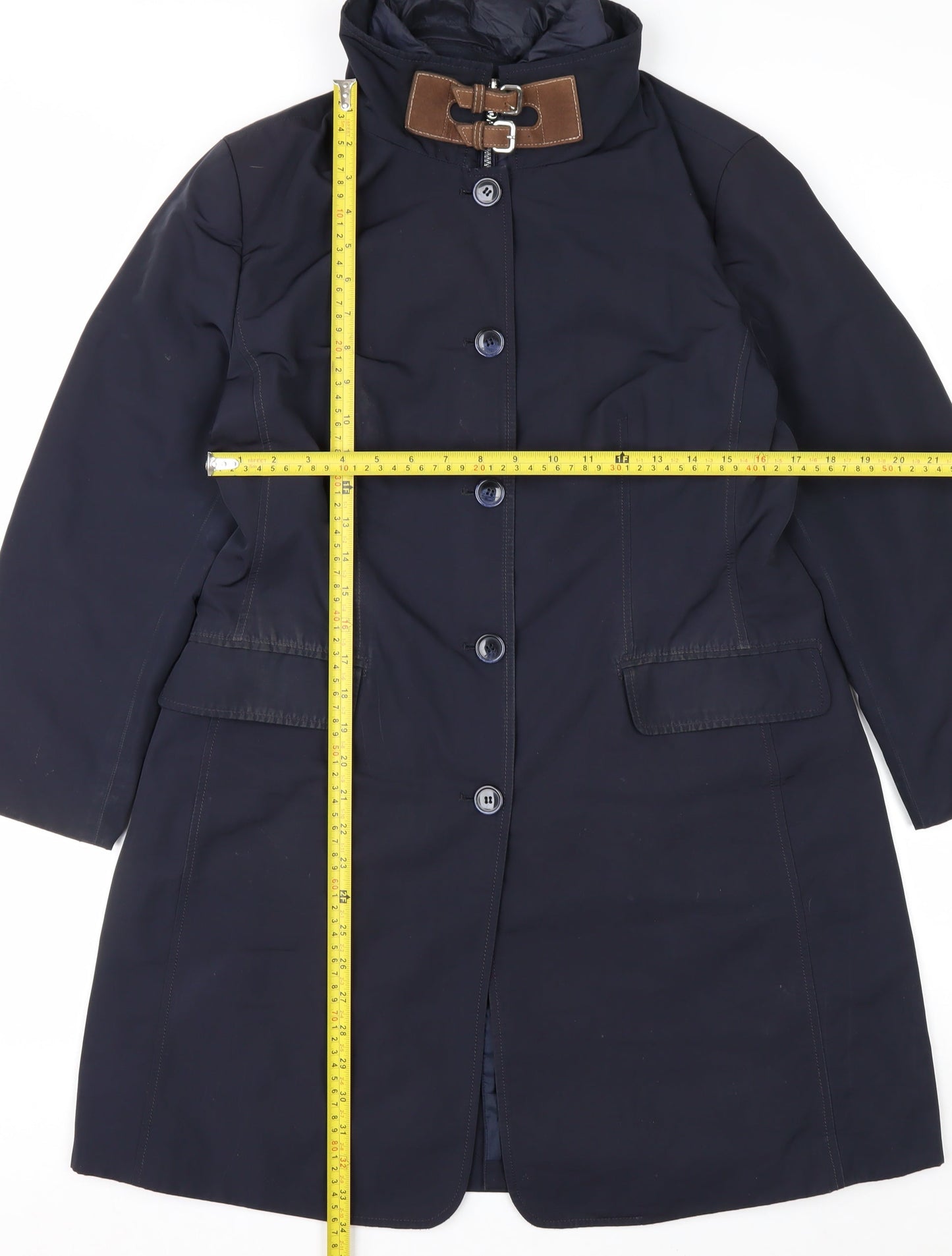 Betty Barclay Women's Blue Long Overcoat Size 14 Waterproof