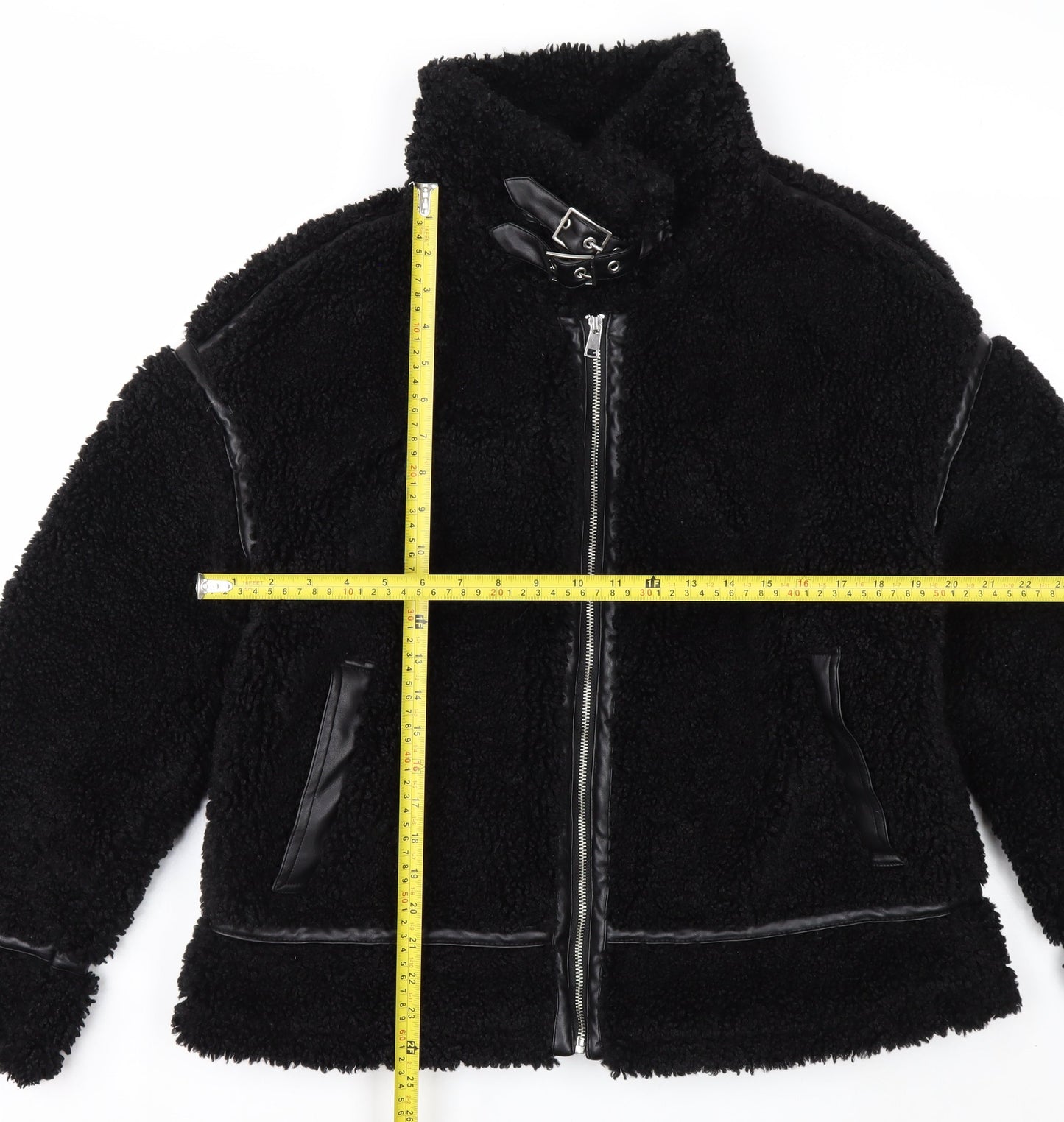 Papaya Women's Black Faux Shearling Biker Jacket Size 12