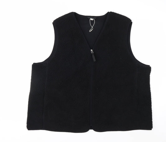 Marks and Spencer Women's Black Fleece Waistcoat Size 22 Zip Front