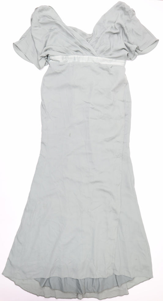ASOS Women’s Grey Long Mermaid Dress Size 14 Formal Wedding