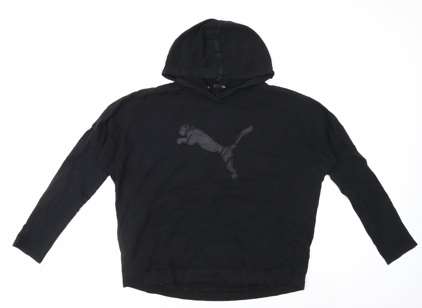 Puma Women's Black Pullover Hoodie Size 12 Hooded Logo Sweatshirt