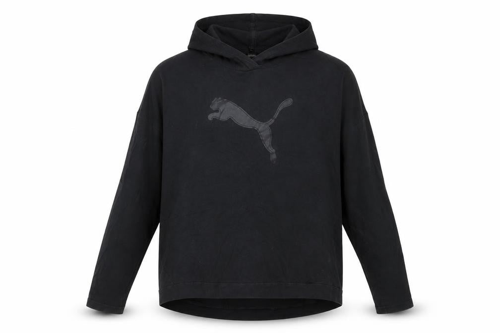 Puma Women's Black Pullover Hoodie Size 12 Hooded Logo Sweatshirt
