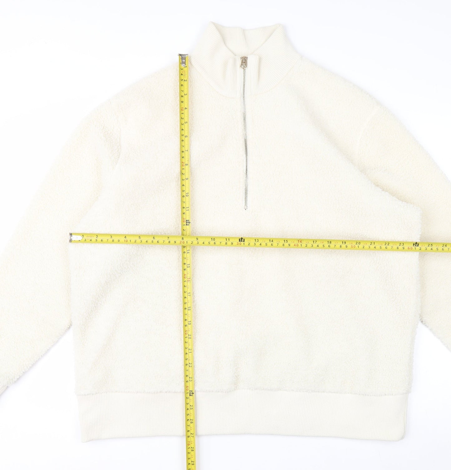 Next Women Ivory Fleece 1/4 Zip Sweatshirt XL Polyester