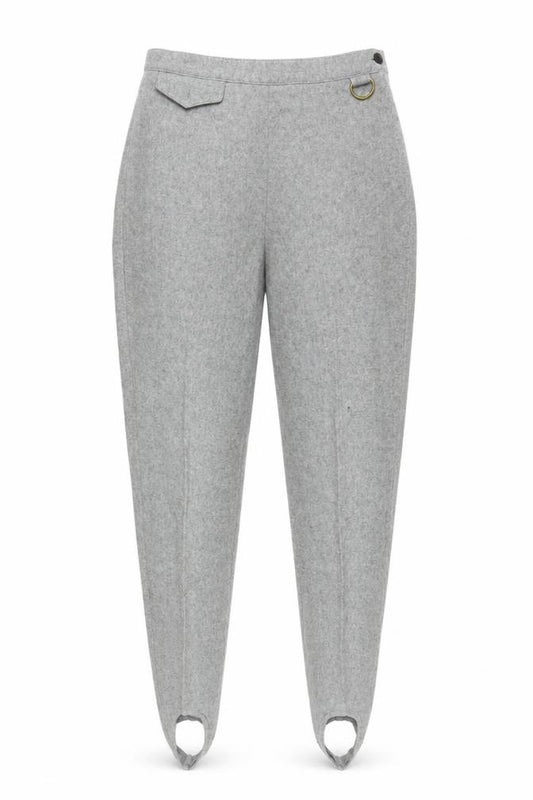 Ralph Lauren Women's Grey Wool Tapered Stirrup Trousers Size 4