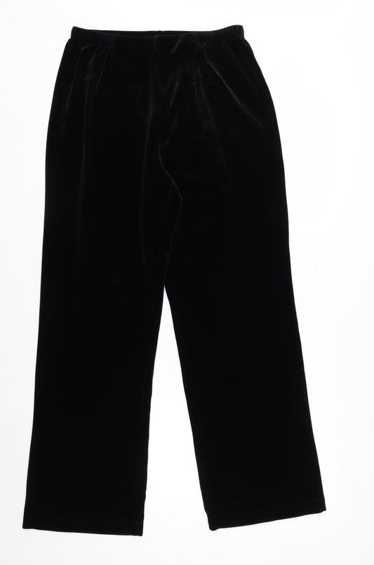 White Stag Women's Black Velvet Straight Leg Trousers Size M 8/10